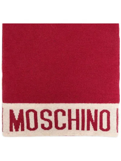 MOSCHINO INTARSIA-KNIT LOGO SCARF