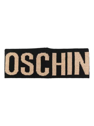 Moschino Intarsia Knit-logo Slip-on Headband In Black