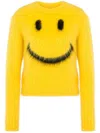 Moschino Mohair Blend Knit Crewneck Sweater In Yellow