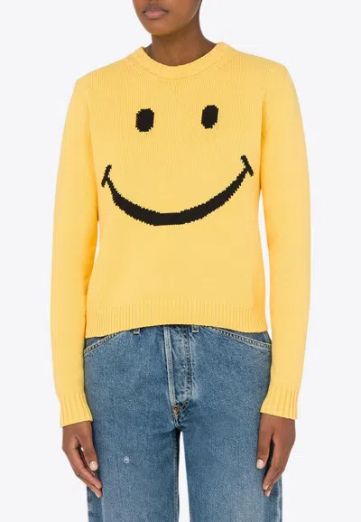 MOSCHINO INTARSIA KNIT SMILEY SWEATER