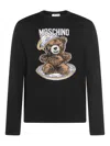 Moschino Bear Embroidered Crewneck Sweater In Black