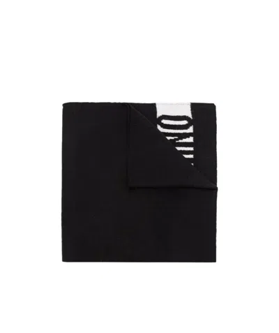 Moschino Intarsia-knit Teddy Scarf In Black