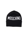 Moschino Intarsia-logo Beanie Hat In Black