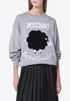 Moschino Grey Wool Sweater With Intarsia Logo In Gray