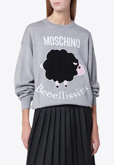 MOSCHINO INTARSIA LOGO WOOL SWEATER