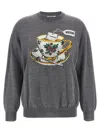 Moschino Crew Neck Graphic Print Intarsia Sweater