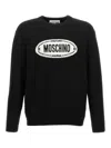 Moschino Ribbed Crew Neck Knitwear With Long Sleeves In White