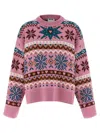 Moschino Wool Sweater With Intarsia Design And Crew Neck In Multi