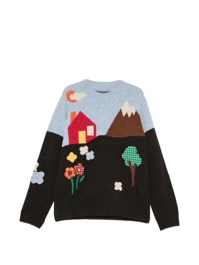 Pre-owned Moschino Intarsia-knit Sweater In Blue