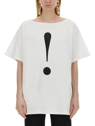 Moschino T-shirt With Round Neck And Short Sleeves In White