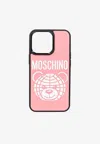 Moschino Iphone 13 Pro Logo Phone Cover In Pink