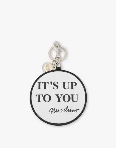 Moschino It's Up To You Calfskin Keychain In White