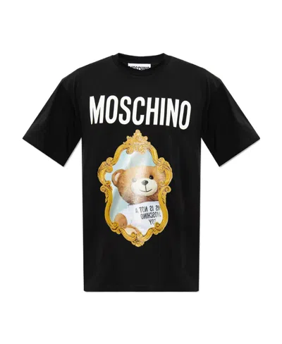 Moschino Item O-neck Short-sleeved T-shirt In Black