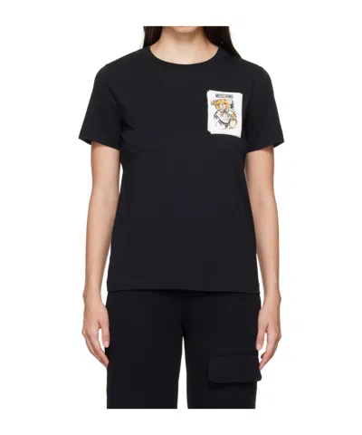 Moschino Item O-neck Short-sleeved T-shirt In Black
