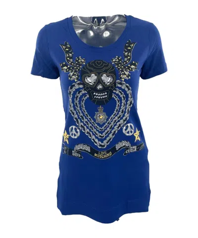Moschino Item O-neck Short-sleeved T-shirt In Blue