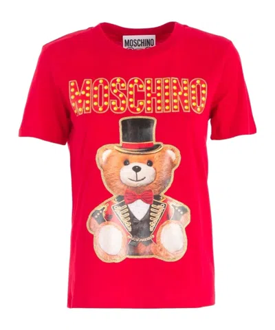 Moschino Item O-neck Short-sleeved T-shirt In Red