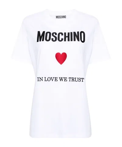 Moschino Item O-neck Short-sleeved T-shirt In White