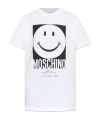 Moschino Crew Neck Smiley Print Graphic T-shirt Straight Hem In White