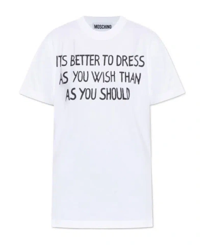 Moschino Item O-neck Short-sleeved T-shirt In White