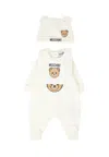 Moschino Ivory Baby Set For Babykids With Teddy Bear In White