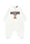 Moschino Ivory Babygrow For Baby Kids With Teddy Bear In White