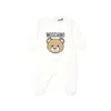 Moschino White Babygrow For Baby Kids With Teddy Bear In Ivory