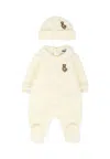 Moschino Ivory Babygrow Set For Babykids With Teddy Bear In White
