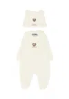 Moschino Ivory Babygrow Set For Babykids With Teddy Bear In White