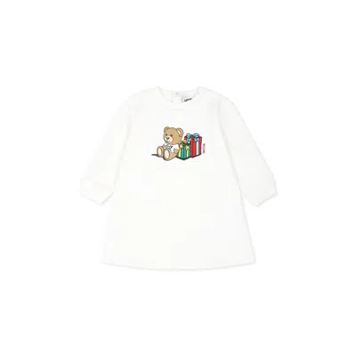 Moschino Ivory Dress For Baby Girl With Teddy Bear