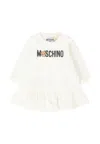Moschino Ivory Dress For Baby Girl With Teddy Bear In Neutral