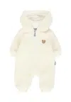 Moschino Ivory Faux Fur Coat For Babykids With Teddy Bear In White