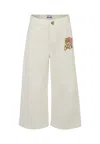 Moschino Ivory Jeans For Girl With Teddy Bear In White
