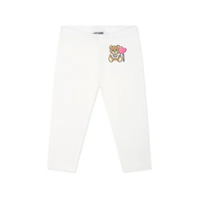 Moschino Ivory Legging For Baby Girl With Teddy Bear