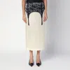 Moschino Illusion Lace Print Midi Skirt In White