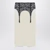 Moschino Illusion Lace Print Midi Skirt In White