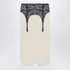 Moschino Illusion Lace Print Midi Skirt In White