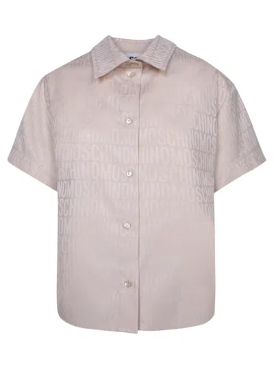 Moschino Ivory Poplin Shirt With Logo In White