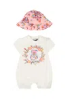 Moschino Ivory Romper For Baby Boy With Teddy Bear In White