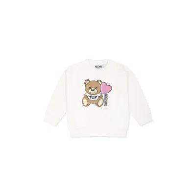 Moschino Ivory Sweatshirt For Baby Girl With Teddy Bear