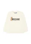 Moschino Ivory Sweatshirt For Babykids With Logo In Neutral
