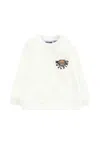 Moschino Ivory Sweatshirt For Babykids With Teddy Bear In White