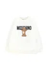 Moschino Ivory Sweatshirt For Babykids With Teddy Bear In White