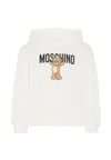 Moschino Ivory Sweatshirt For Kids With Logo In White