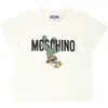 MOSCHINO IVORY T-SHIRT FOR BABY BOY WITH TEDDY BEAR AND CACTUS