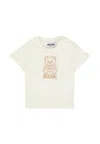 Moschino Ivory T-shirt For Babykids With Teddy Bear In White