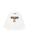 Moschino Ivory T-shirt For Babykids With Teddy Bear In White