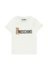 Moschino Ivory T-shirt For Babykids With Teddy Bear In White
