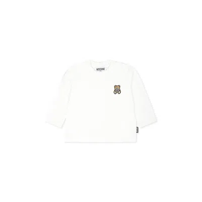 Moschino Ivory T-shirt For Babykids With Teddy Bear In White