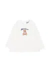 Moschino Ivory T-shirt For Girl With Teddy Bear And Hear In White