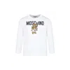 Moschino Ivory T-shirt For Kids With Two Teddy Bears In Ivory